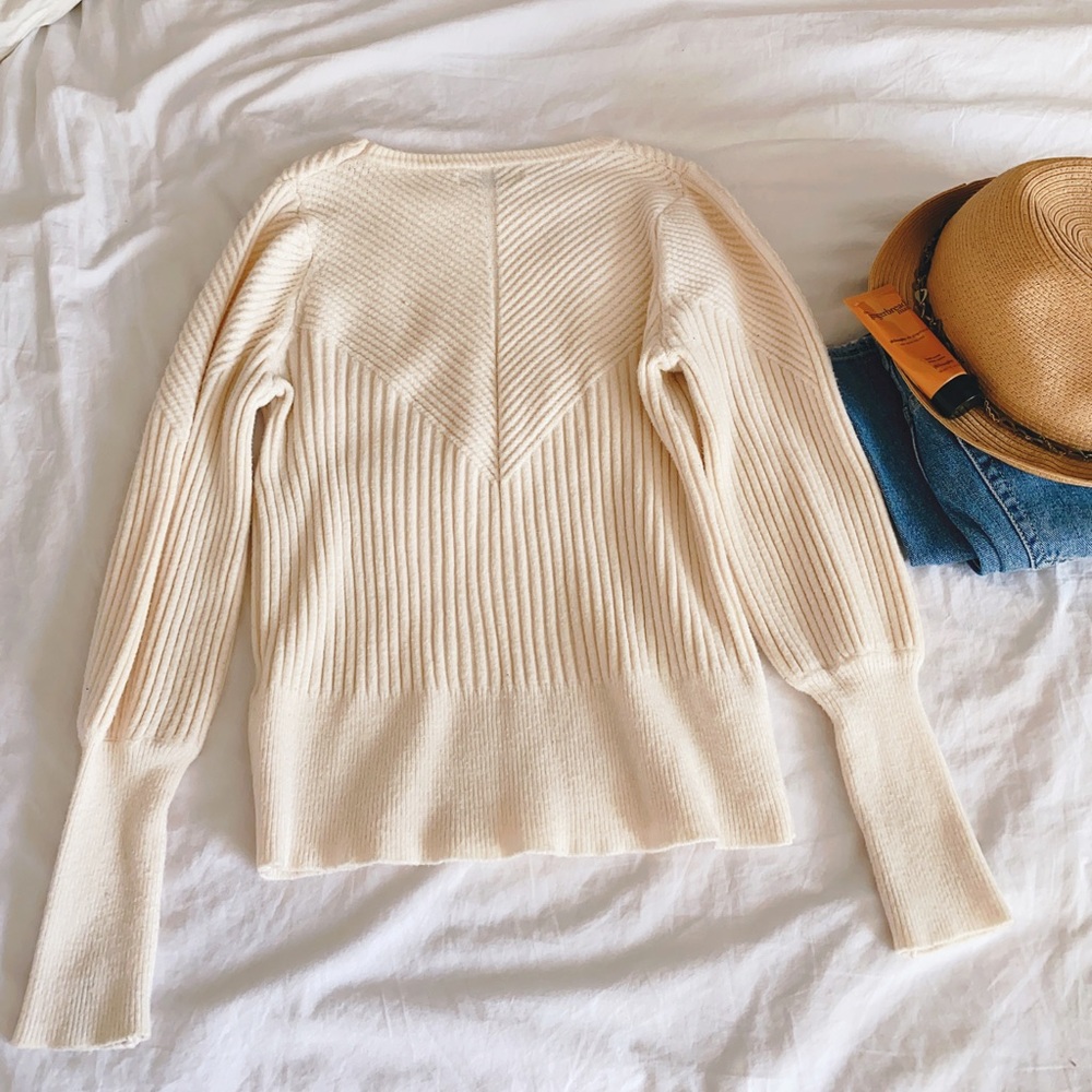 Jon & Anna cream ribbed sweater - Picture 6 of 9